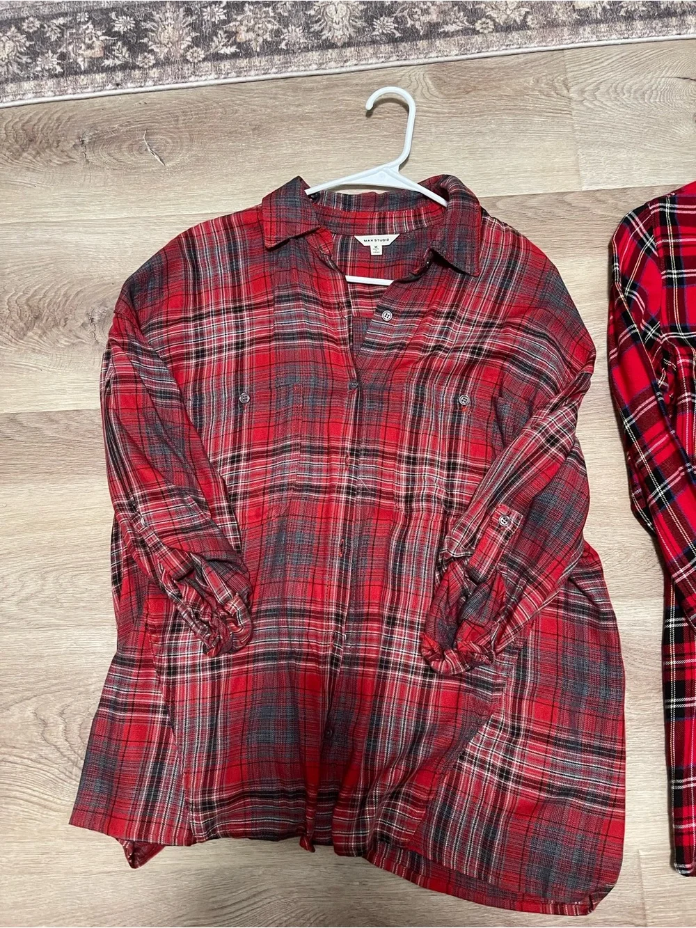 Bundle Max Studio Red Plaid Button-Down Flannels